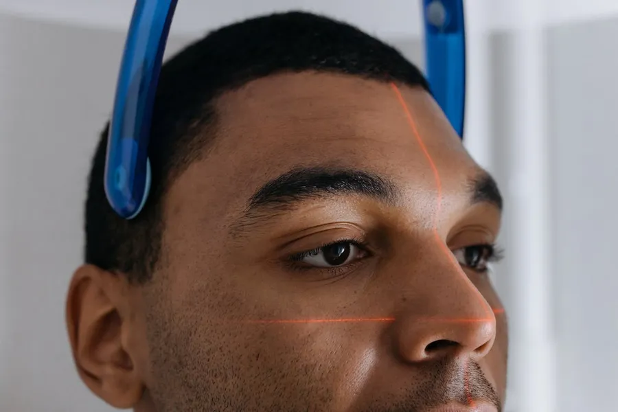 Patient undergoing a CBCT 3D dental scan at Taki Dent — precise cone beam CT imaging used for safe, accurate implant planning